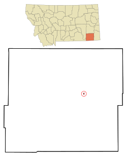 Location of Broadus, Montana