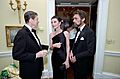 President Ronald Reagan talking with Audrey Hepburn and Robert Wolders