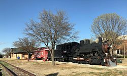 LS&I steam locomotive next to Allen Heritage Center