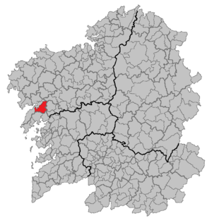 Location of Lousame within Galicia