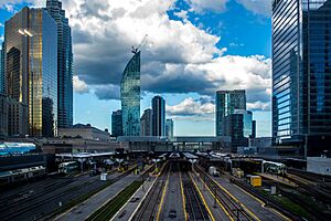 Skyscrapers by railway station (Unsplash)