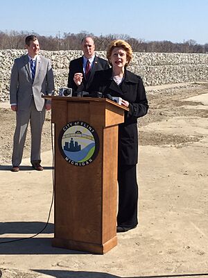 Speaking at groundbreaking for Chevy Commons Community green space in Flint. (17057806178)