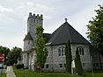A castle-looking gray church