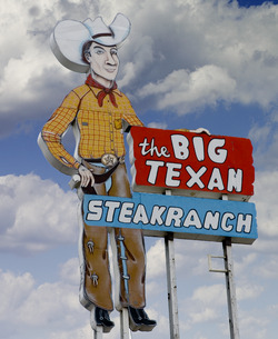 The Big Texan Steak Ranch in Amarillo in the Texas Panhandle is more than a restaurant. It's a tourist attraction. Billboards throughout West Texas tout its "free" 72-ounce steaks. But there's a catch LCCN2014633456.tif