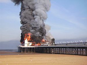 The Grand Pier in flames - geograph.org.uk - 1006952