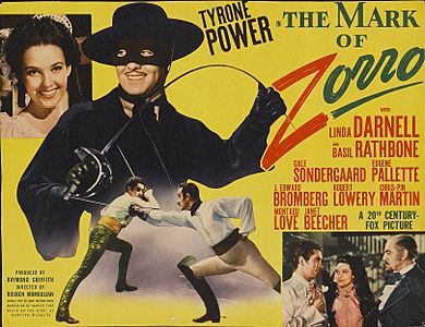 The Mark of Zorro (1940 title lobby card)