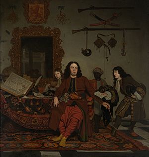 Thomas Hees met zijn neven Jan en Andries Hees en een bediende Rijksmuseum SK-C-1215