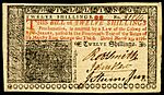New Jersey colonial currency, 12 shilling, 1776 (obverse)