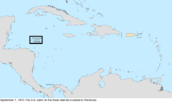 Map of the change to the United States in the Caribbean Sea on September 1, 1972