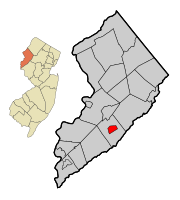 Map of Washington in Warren County. Inset: Location of Warren County in New Jersey.