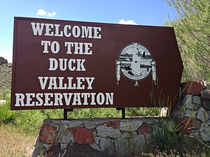 Entrance sign to Duck Valley Reservation