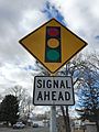 2015-01-13 13 35 03 Traffic signal ahead sign on South 5th Street (Nevada State Route 227) in Elko, Nevada