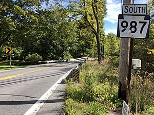 2022-09-29 14 49 49 View south along Pennsylvania State Route 987 (Monocacy Road) just south of Main Street in Chapman, Northampton County, Pennsylvania