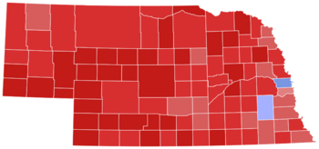 2022 Nebraska gubernatorial election results map by county
