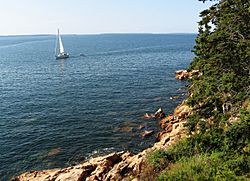 A beach in maine on a clear day