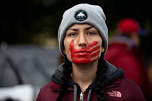 A participant in the Greater Than Fear Rally & March in Rochester Minnesota. The rally & march were held in response to President Trump's Rally at the Mayo Civic Center in downtown Rochester. (31234348878)