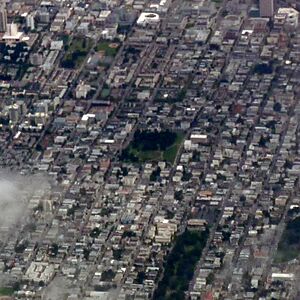 Alamo Square, San Francisco from the air in May 2010