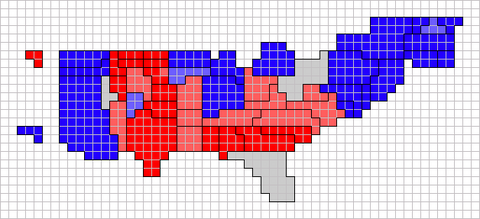 Cartogram 2008 red blue