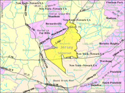 Census Bureau map of Bernards Township, New Jersey