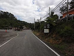 Street scene at road PR-143 East and the northern terminus of PR-139 in Barrio Anon, Ponce, PR