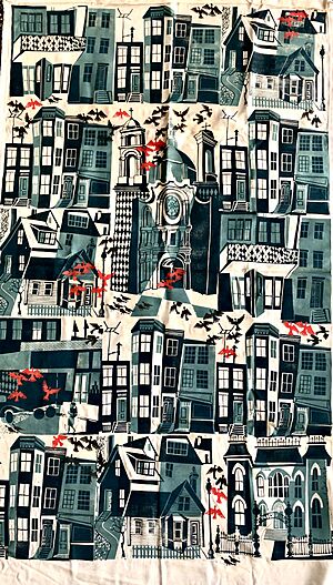 Fragment of Janet Doub Erickson Blockhouse Drapery Print -- "Salem, Massachusetts"