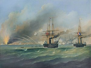 Francis Hustwick - The Bombardment of Odessa, 22 April 1854