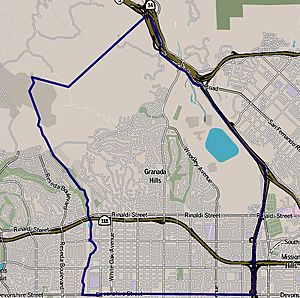 Boundaries of Granada Hills as drawn by the Los Angeles Times