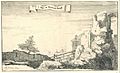 Het slot Kronenburg, verwoest door de Fransen in 1672 't Slot te Kroonen-borgh (titel op object) Reeks van dertien afbeeldingen van de dorpen en kastelen in de provincie Utrecht door de Fransen in 1672 verwoest (seriet, RP-P-OB-77.099
