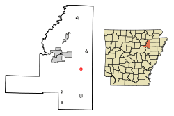 Location of Amagon in Jackson County, Arkansas.