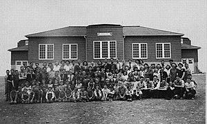 The Jefferson School classes in the 1940s.  This building was condemned and deliberately burned to the ground in April 2007.