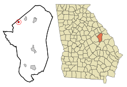 Location in Jefferson County and the state of Georgia
