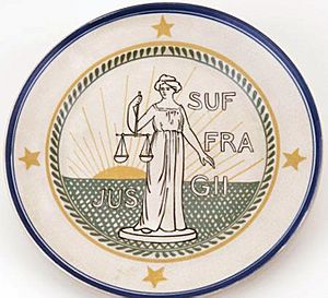 Jus suffragii - earthenware plate - International Woman Suffrage Alliance - Atria, Institute on Gender Equality and Women's History , Amsterdam