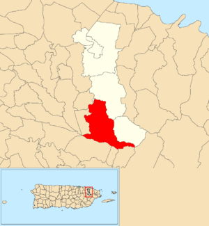 Location of Lomas within the municipality of Canóvanas shown in red