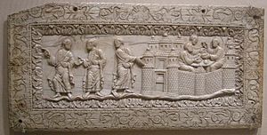 Lotharingia (metz), placca d'avorio con scene a emmaus, 850-900 circa (carolingio)