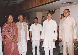 Mani Ram Bagri with Rajiv Gandhi and others