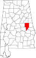State map highlighting Tallapoosa County