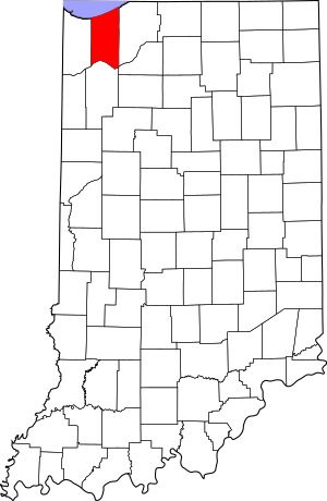 Map of Indiana highlighting Porter County