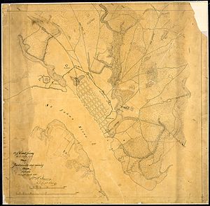 Map of Jacksonville and vicinity, Florida, (showing defenses). Surveyed April 1864. (Signed) Wm. H. Dennis, U. S.... - NARA - 305631