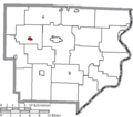 Map of Monroe County Ohio Highlighting Lewisville Village