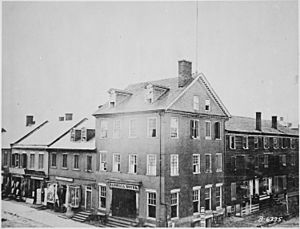 Marshall House, Alexandria, Va., where Col. Ellsworth was shot down for attempting to remove a Confederate flag from... - NARA - 530402