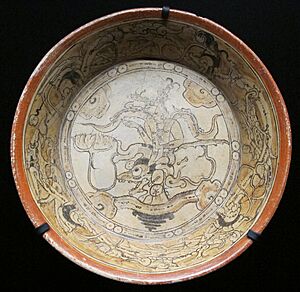 Messico, maya, piatto da calakmul, 600-800 ca.