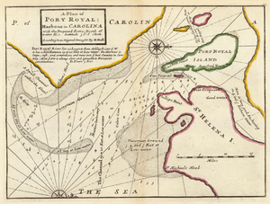 Moll - A Plan of Port Royal-Harbour in Carolina