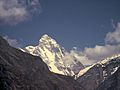 Nanda Devi peak view from the west near Deodi camp in Rishi Ganga gorge Mon 2 Jun 1980