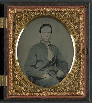 Private Alexander T. Harris of Richmond "Parker" Virginia Light Artillery Battery in Richmond Depot jacket LCCN2013649136