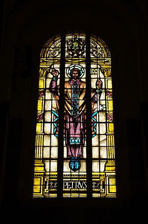 Saints Peter & Paul Cathedral (Indianapolis, Indiana), interior, sanctuary, stained glass, St. Peter