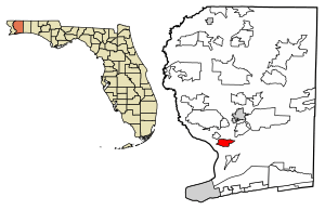 Location of Avalon in Santa Rosa County, Florida.