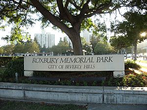 Sign of Roxbury Memorial Park in Beverly Hills, California.JPG