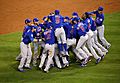 The Cubs celebrate after winning the 2016 World Series. (30658637601)