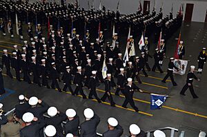 US Navy 111007-N-CM124-001 Recruit Division 339 marches into Midway Ceremonial Drill Hall at Recruit Training Command,