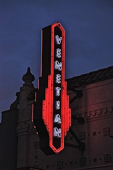 Venetian Theatre neon sign at night - Hillsboro, Oregon